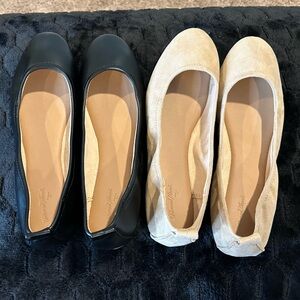 Universal Thread Scrunch Ballet Flat Bundle Neutral Black and Tan Set Size 10